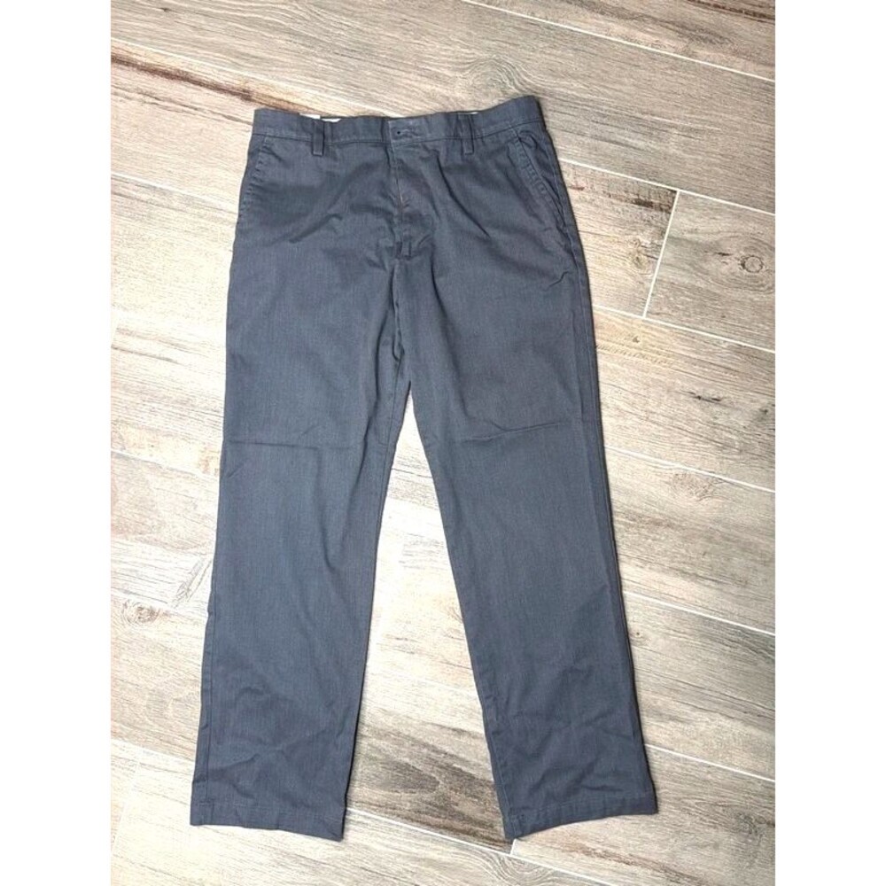 Dockers Classic Fit Chino Pants Mens Gray W34 L32 Waterless Flat Front